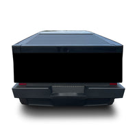 Rear view of the black Crimson Rift Tesla Cybertruck tailgate wrap