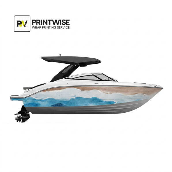 Watercolor Beach Waves - Avery Dennison 1105 Premium Boat Wrap