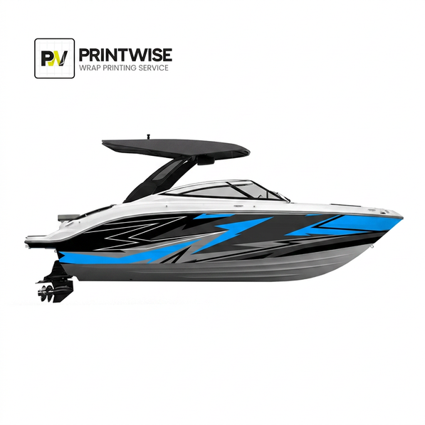Blue Geometric Racing Stripe - Avery Dennison 1105 Premium Boat Wrap