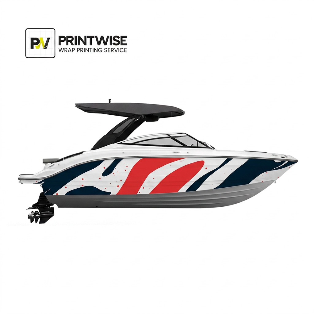 Organic Red Black Waves - Avery Dennison 1105 Premium Boat Wrap